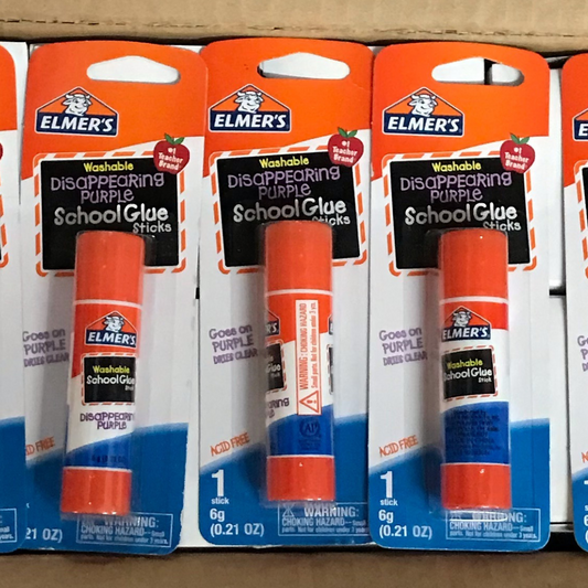 LOT 510 - 48 x Elmer's Washable Disappearing Purple Glue Sticks (Value: $239.52)
